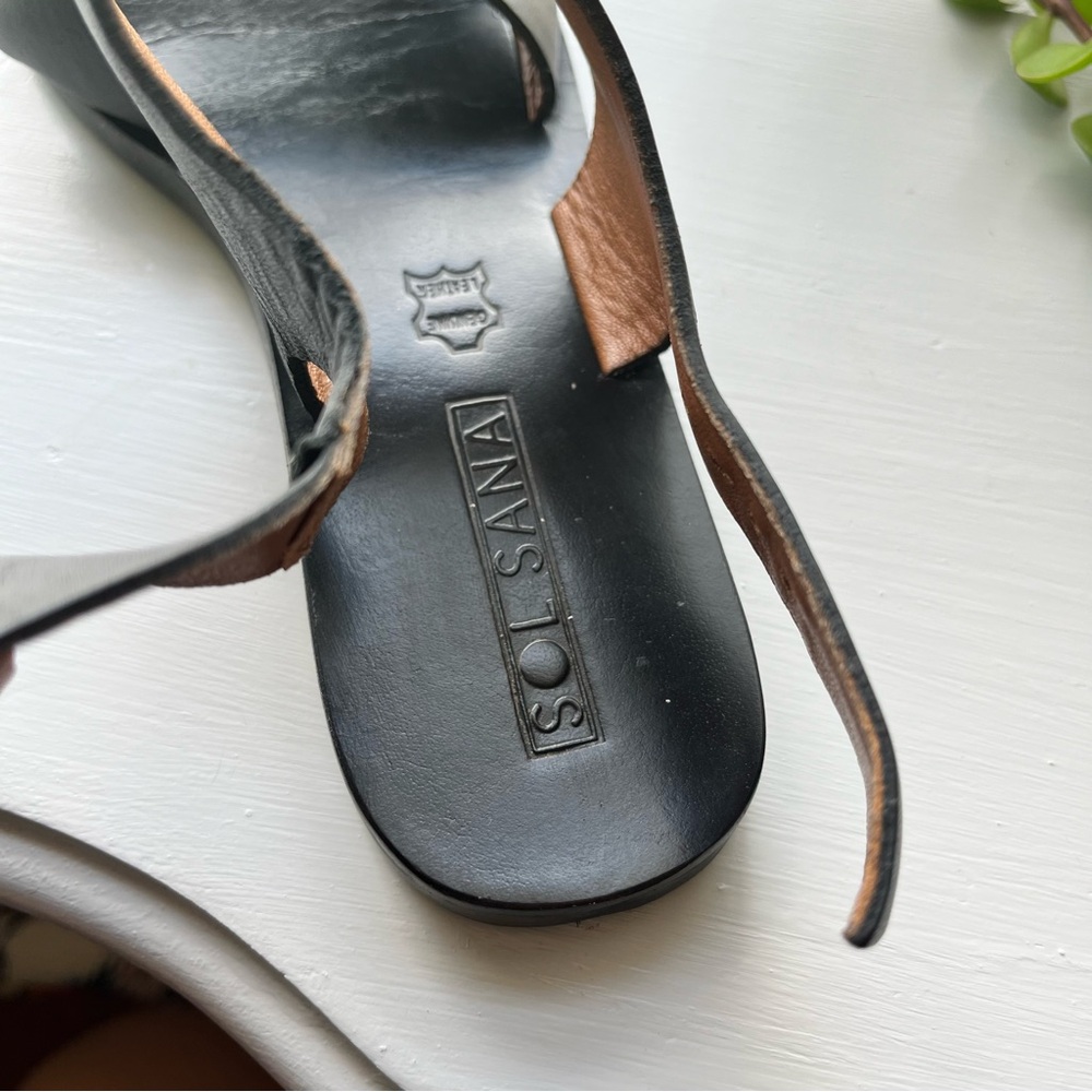 Sol Sana Genuine Italian Leather Black Strappy Sandal Size 38